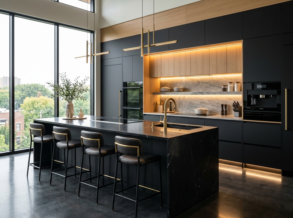 Ultra Modern Modular Kitchen Design by Black Glaze